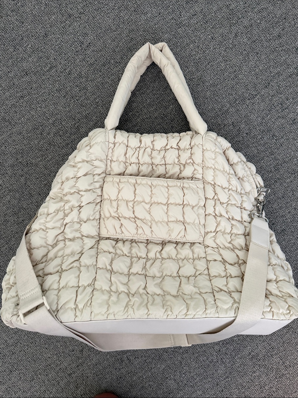 Quilted Cream Tote Bag - A New Day
